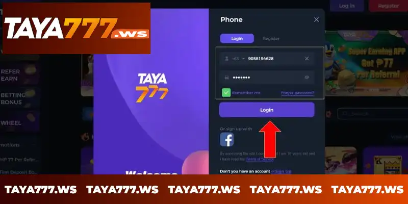 Enter your username/phone number and password carefully.