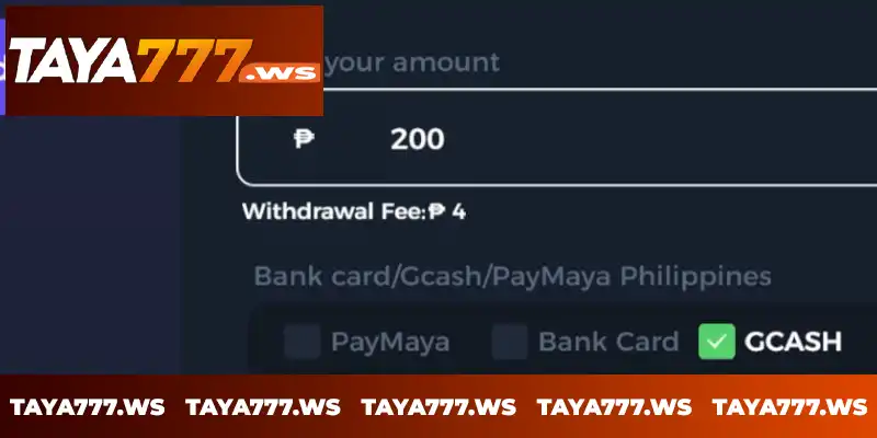 Notice of the withdrawal fee below the withdrawal amount Notice of the withdrawal fee below the withdrawal amount